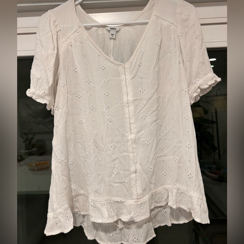Sonoma White Eyelet Top